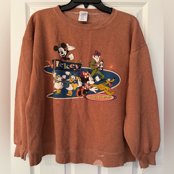 REDONE Mickey Mouse Women’s Burnt Orange Cotton Sweatshirt Size XS/ Small - Picture 2 of 8